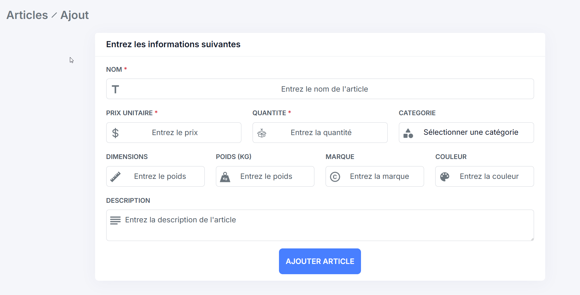 adding Form Formulaire d'ajout