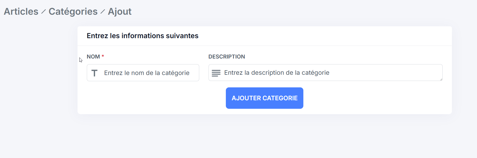 category add btn Formulaire d'ajout de catégorie
