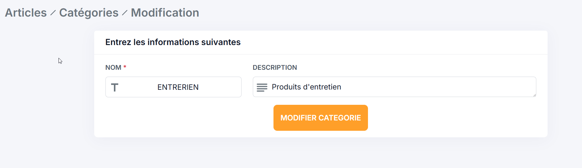 edit category form Formulaire de modification de catégorie