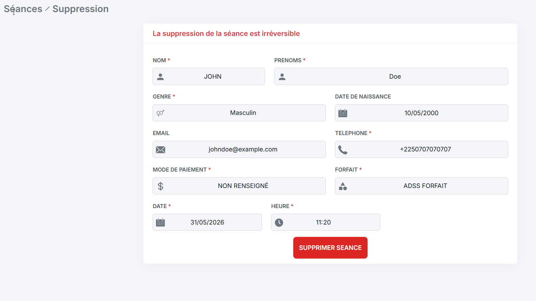 delete session form