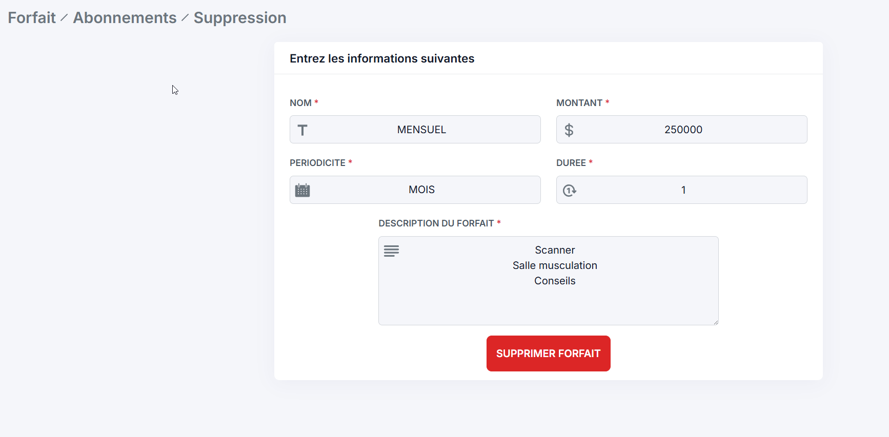delete form