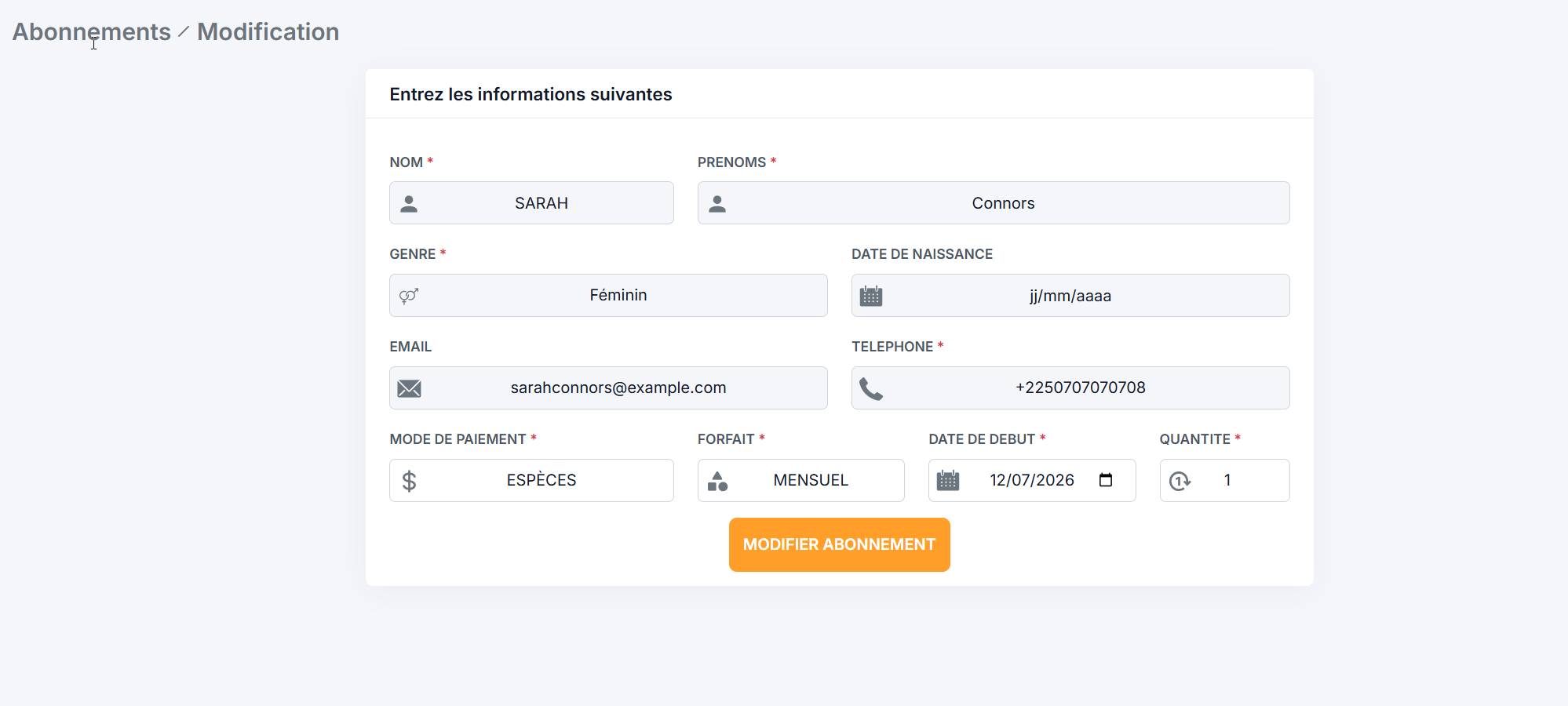 edit subscription form